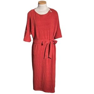 Soft Surroundings Orange Midi Dress with Side Slits Size Medium